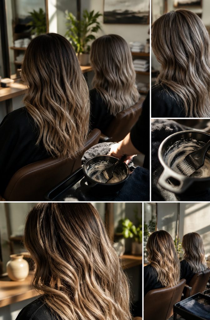 Blonde hair look alongside beige balayage bronde and smoky ash color ideas