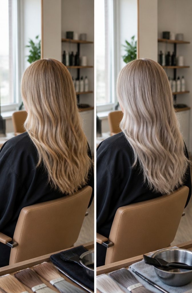 Blonde hair look illustrating color choices for different skin tones and eye colors