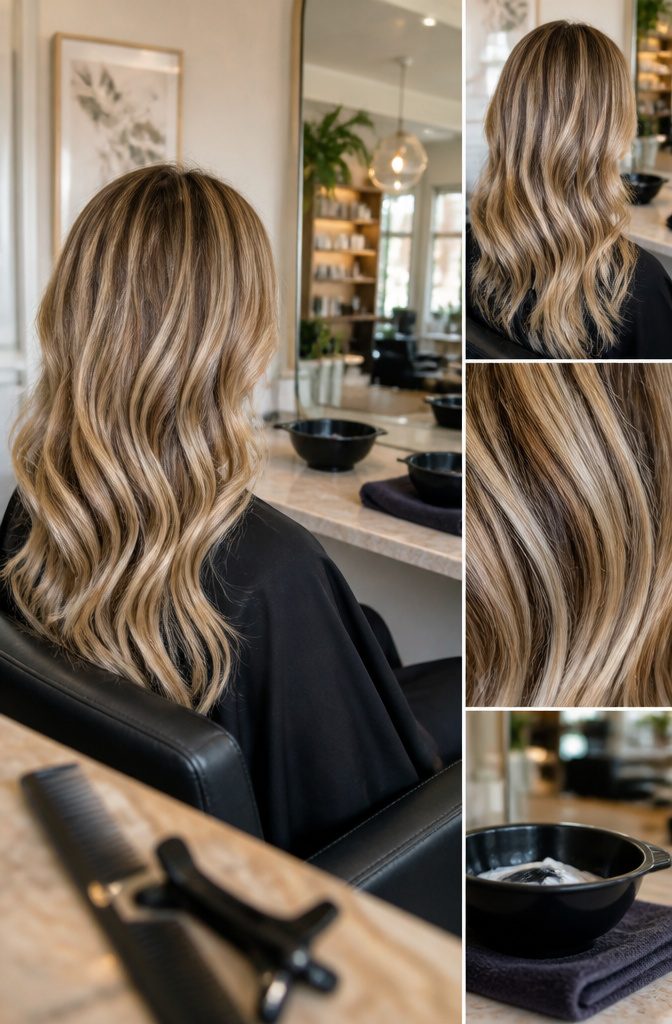 Blonde hair with babylights money pieces and darker lowlights
