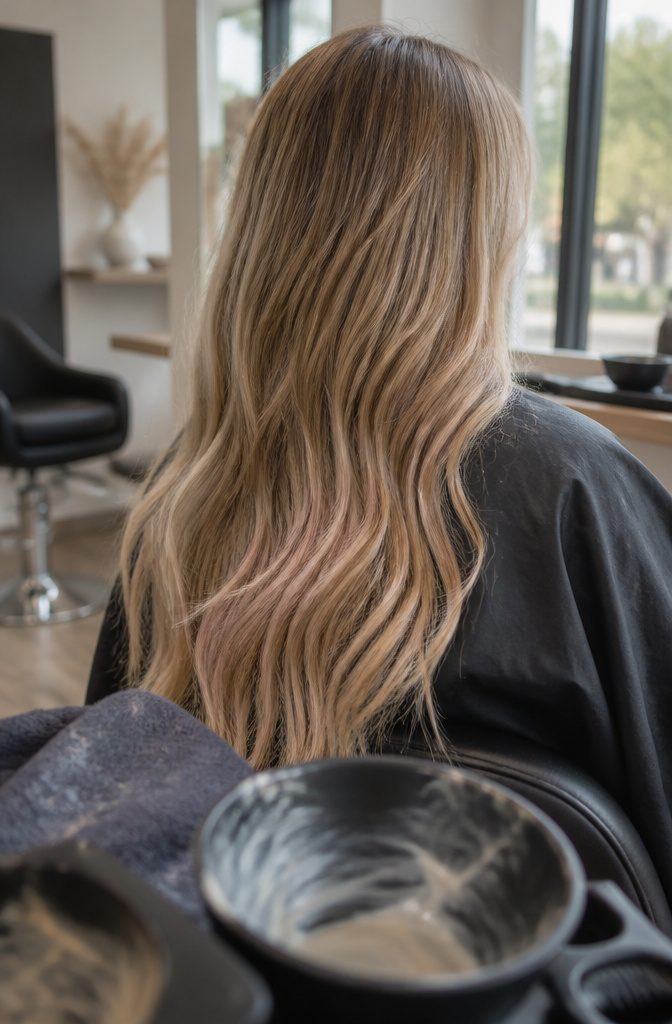 Beige blonde hair with balanced wheat and sand tones