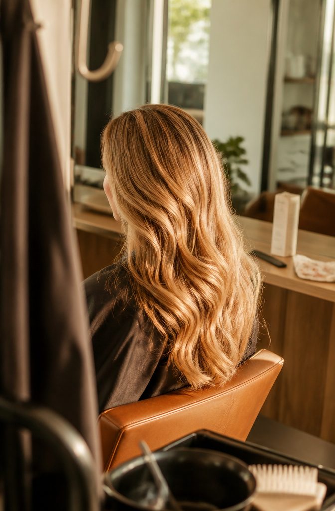 Caramel blonde hair with golden brown and honey tones
