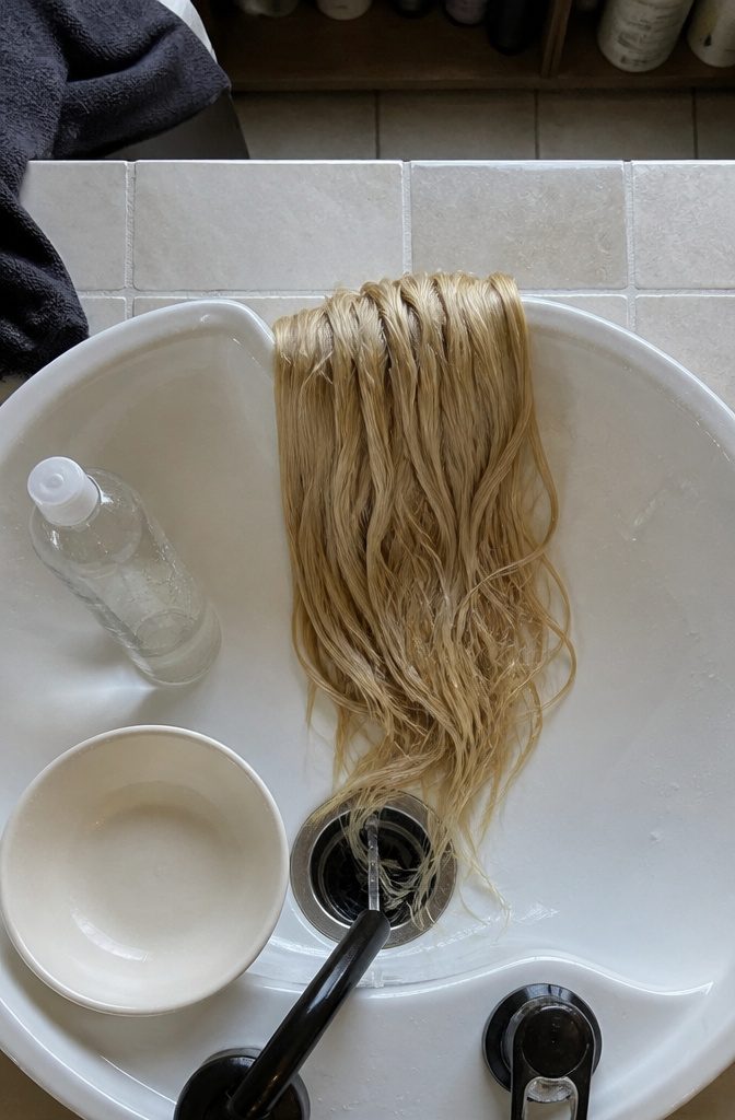 Blonde hair cleansing guide with product buildup and mineral treatment details