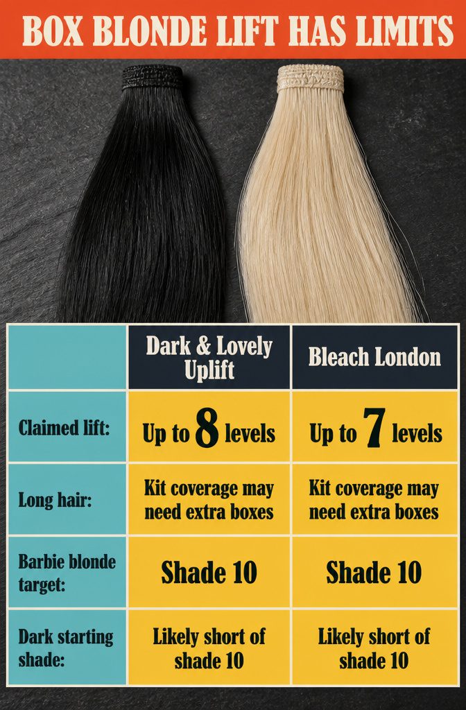 Lift chart showing dark hair progressing through lighter blonde shades