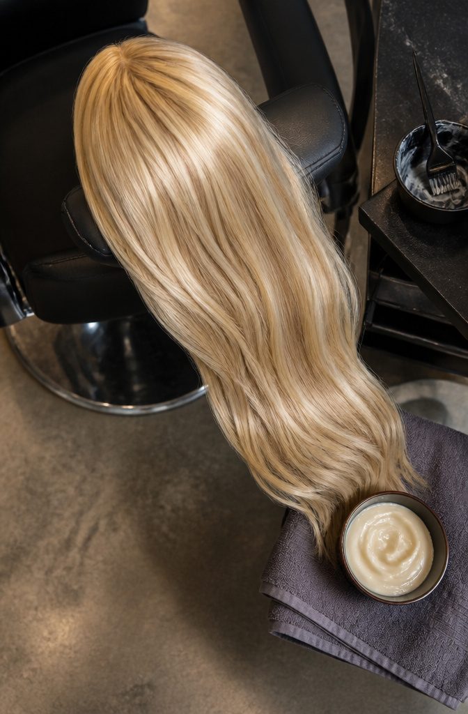 Buttery blonde hair with a soft golden tone