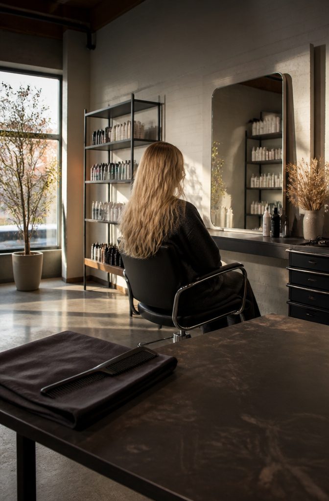 Buttery blonde hair with warm golden tones in seasonal light