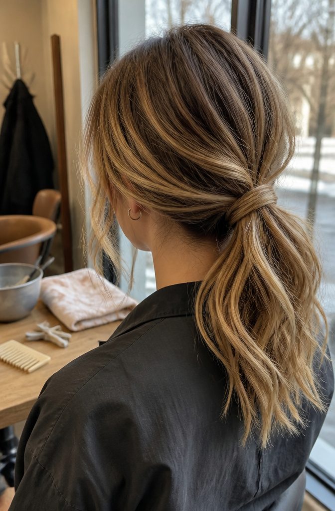 Bronde hair with blended brown and blonde strands