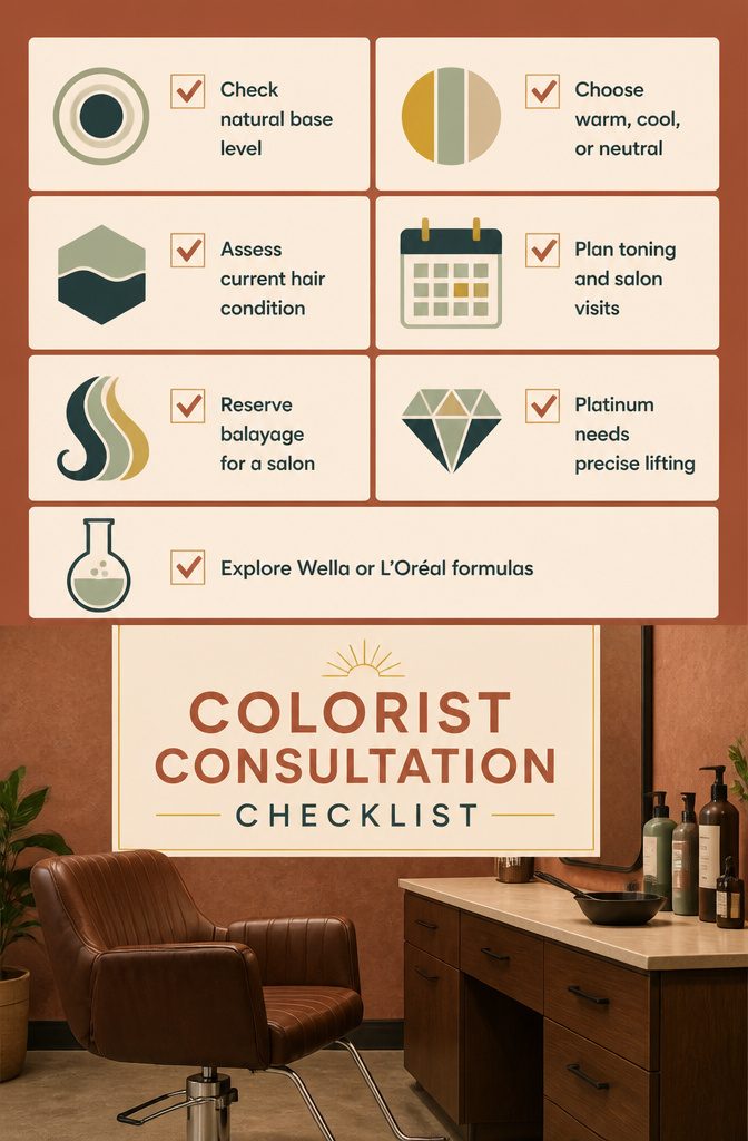 Colorist consultation checklist with points to discuss before coloring