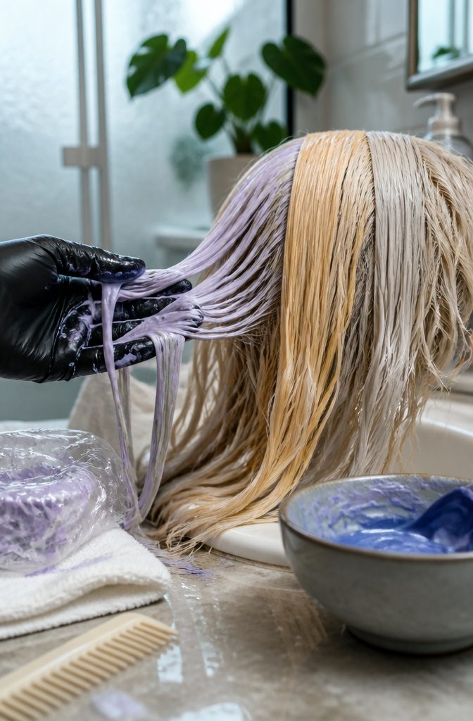 Blonde hair shown in a beauty photograph