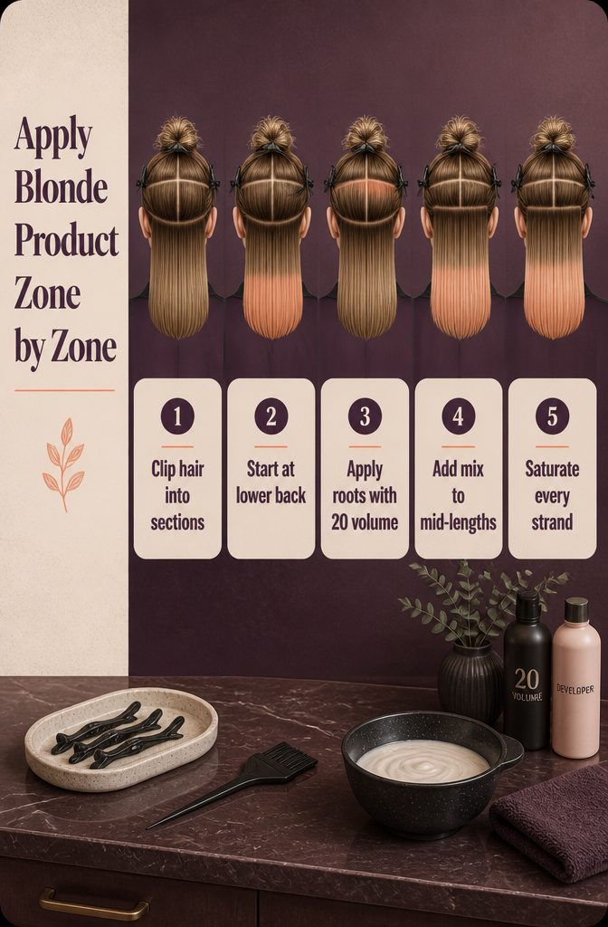 Hair application diagram marking roots lengths and ends
