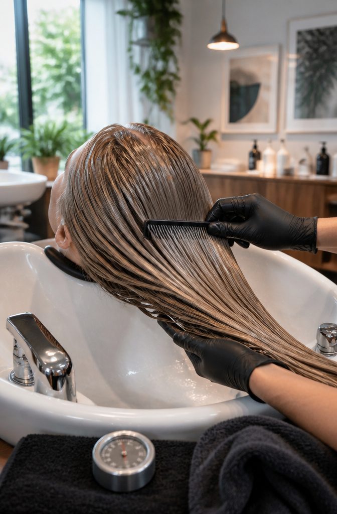 Glossy blonde lengths with a subtle deeper ash tint