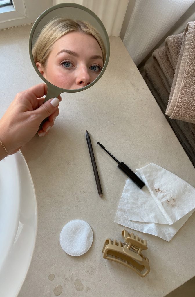 Eyebrow pencil and tinted brow gel beside blonde hair