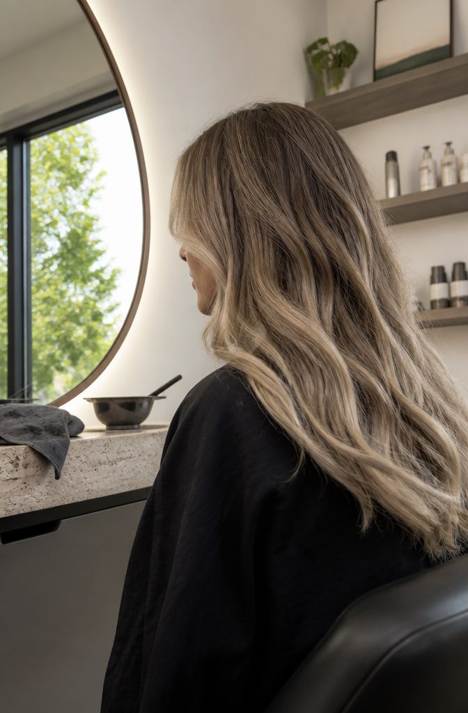 Hair with blonde highlights around the face and on the ends