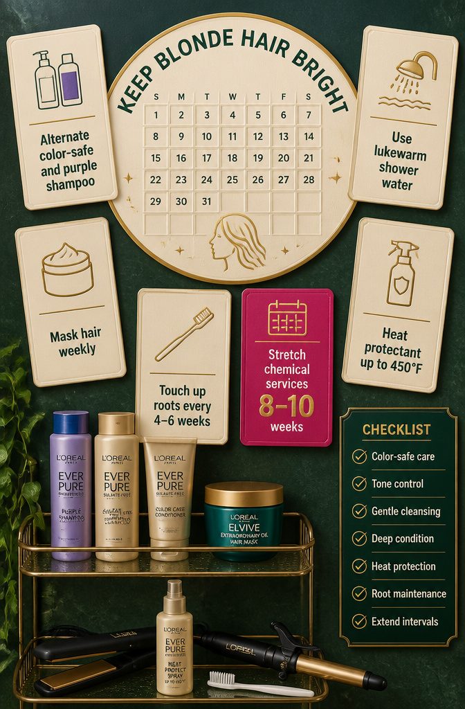 Blonde hair maintenance guide lists ways to reduce brassy tones