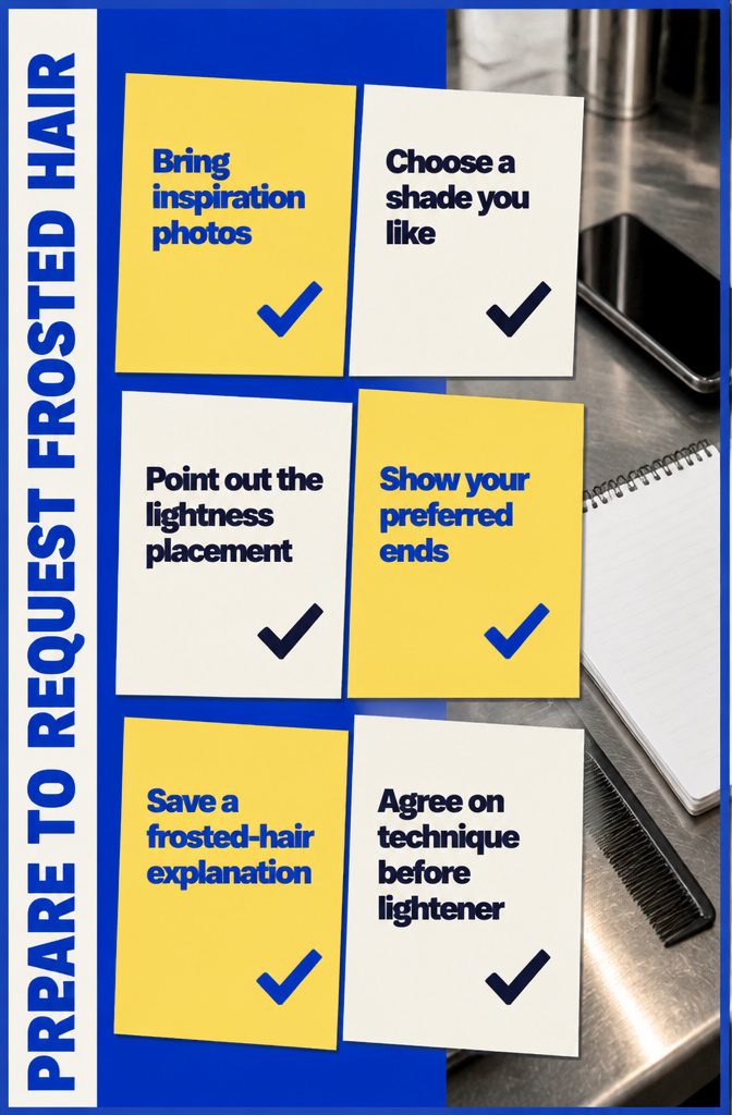 Beauty information graphic about preparing to request frosted hair
