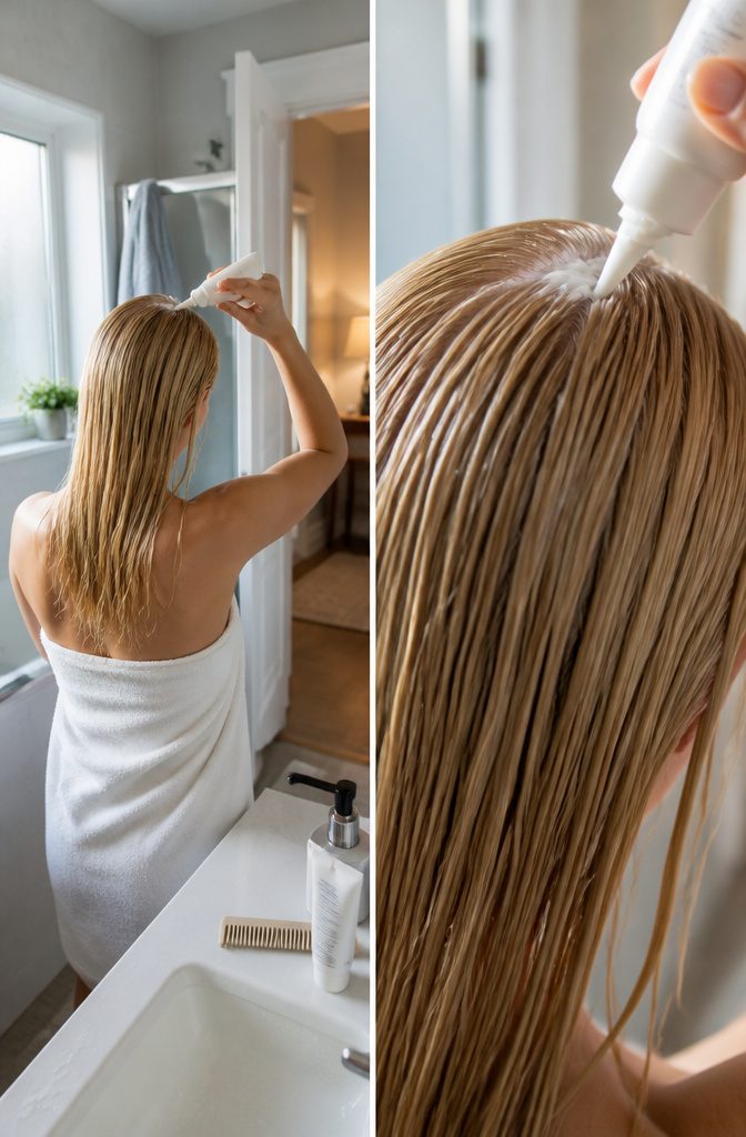Blonde hair with a polished finish after a glaze treatment