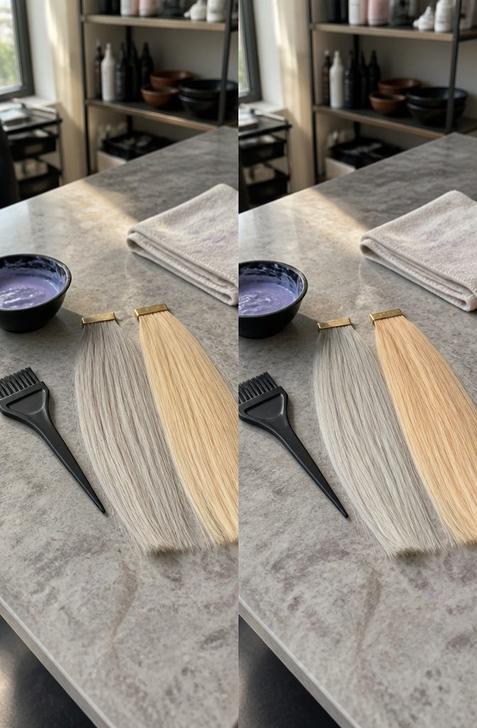 Blonde hair illustrating different cool and warm color tones