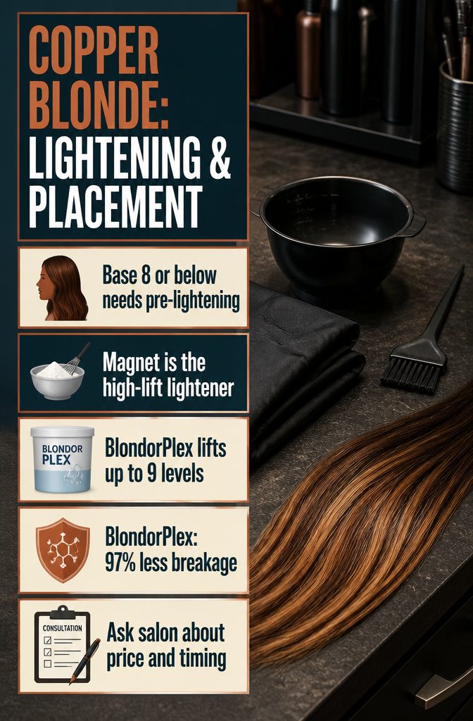 Hair color diagram showing roots ends and face-framing lightener placement