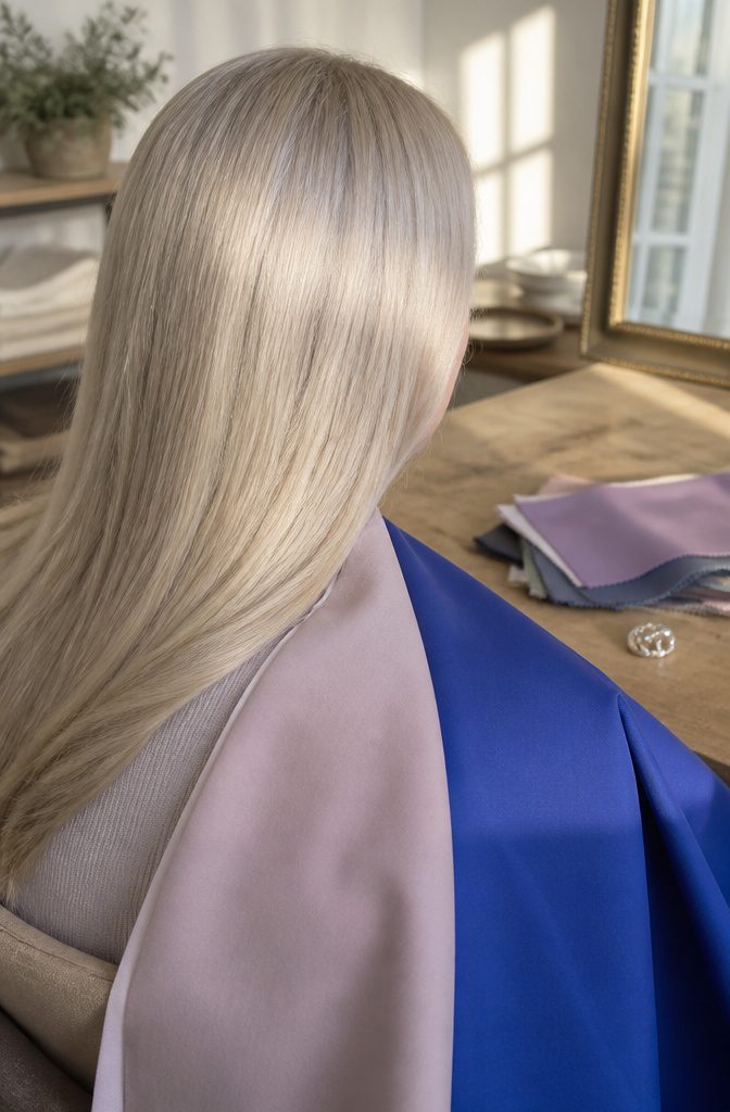 Person with pearl blonde hair and cool silvery undertones