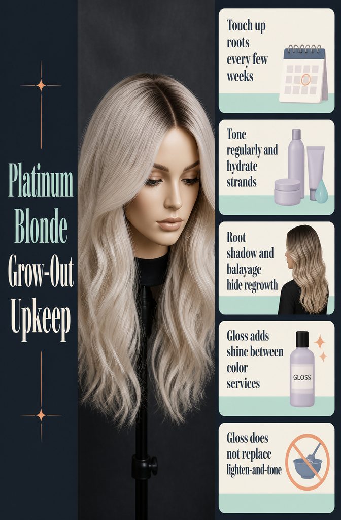 Platinum blonde grow-out care with gloss and toner products