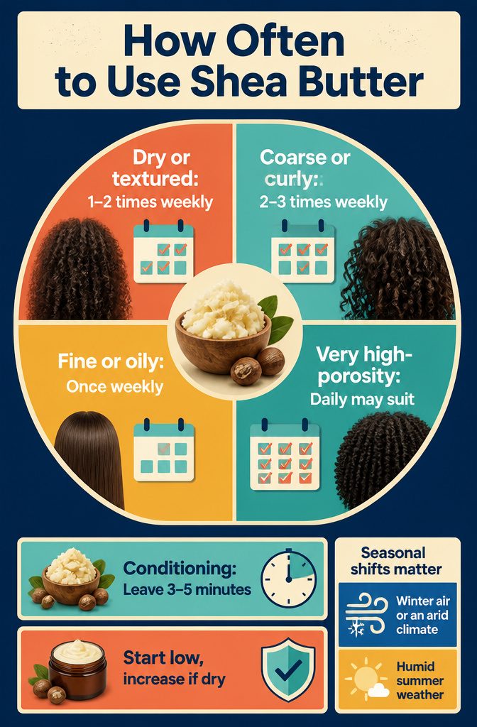 Small portion of shea butter prepared for hair conditioning