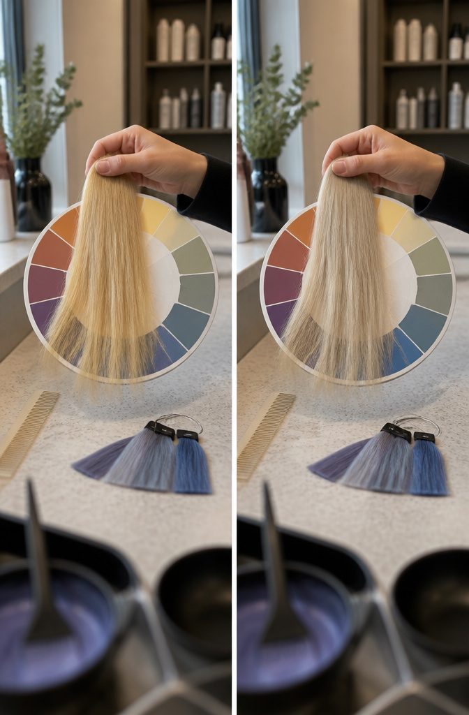 Blonde hair showing warm undertones in natural daylight
