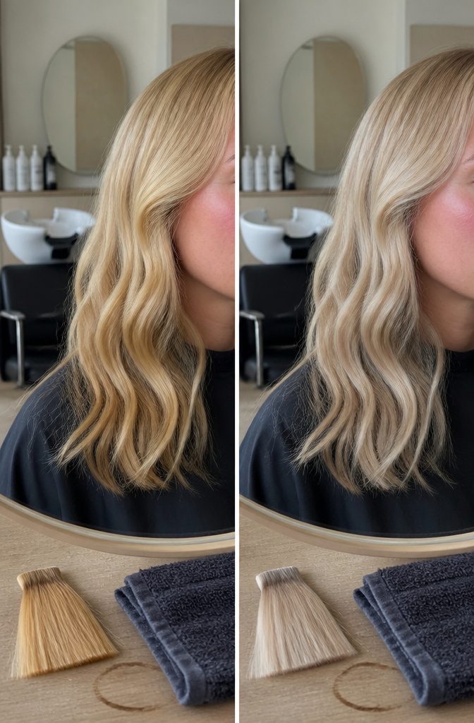 Warm golden and cool ash blonde hair beside different skin undertones